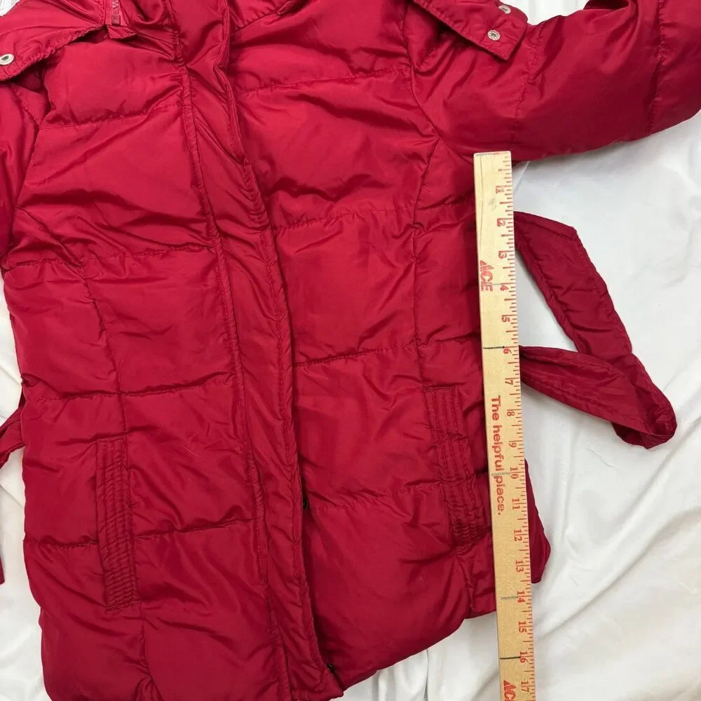 Y2K Vintage Aeropostale Jacket Faux Fur Hood Puffer Red Preppy Womens Small